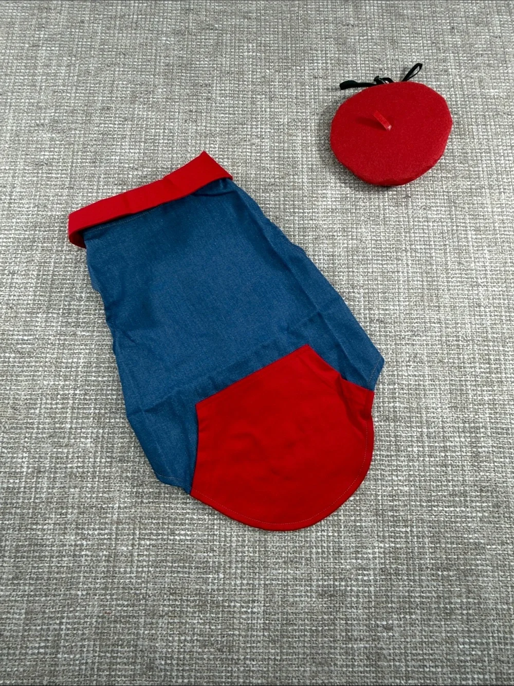 Red and Blue Dog vest with Cap